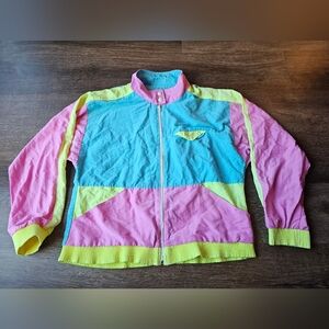 Vintage 80s 90s Bright Bright Pastel Colorblock Windbreaker Natty California